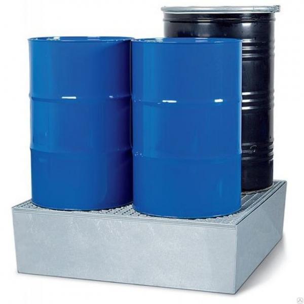 Сточный поддон 450 л из оцинкованной стали под 4 х 205 л бочки